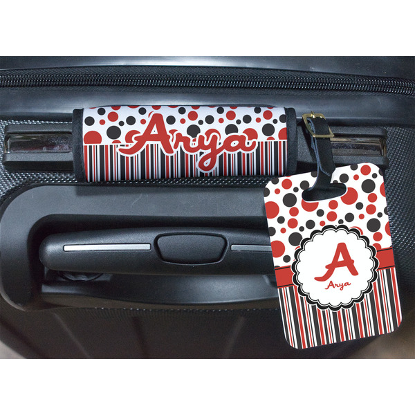 Red & Black Dots & Stripes Luggage Wrap & Tag