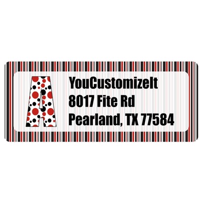 Red & Black Dots & Stripes Return Address Labels (Personalized)