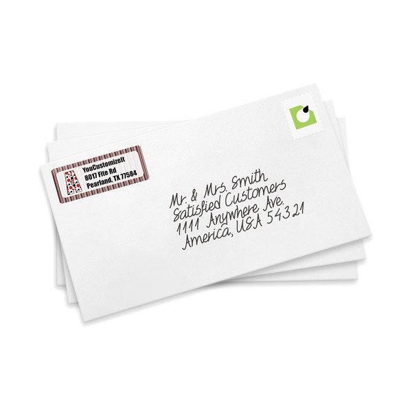 Red & Black Dots & Stripes Mailing Label on Envelopes