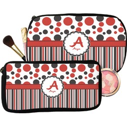 Red & Black Dots & Stripes Makeup / Cosmetic Bag (Personalized)