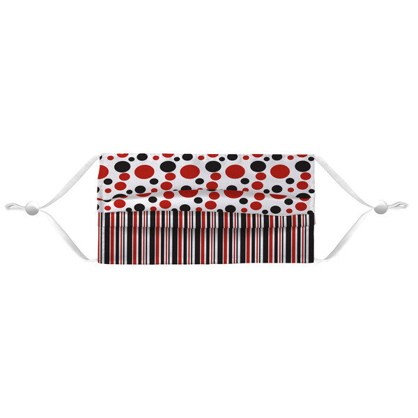 Red & Black Dots & Stripes Mask - Pleated (new) APPROVAL