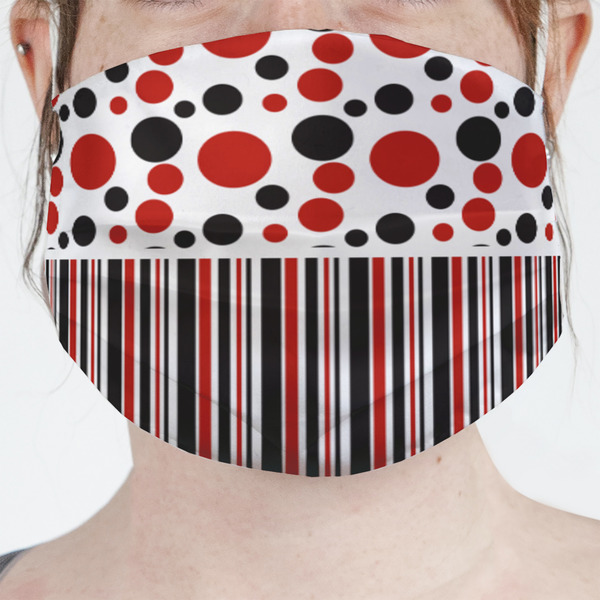 Custom Red & Black Dots & Stripes Face Mask Cover