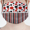 Red & Black Dots & Stripes Mask - Pleated (new) Front View on Girl