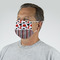 Red & Black Dots & Stripes Mask - Quarter View on Guy