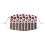 Red & Black Dots & Stripes Adult Cloth Face Mask - Standard