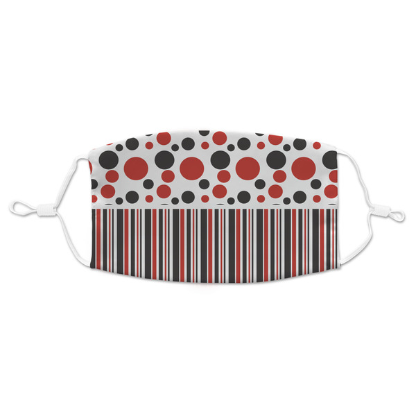 Custom Red & Black Dots & Stripes Adult Cloth Face Mask - Standard