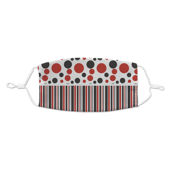 Custom Red & Black Dots & Stripes Kid's Cloth Face Mask - Standard