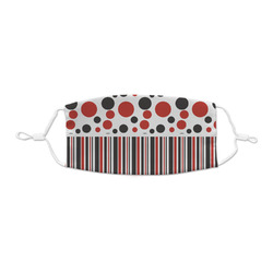 Red & Black Dots & Stripes Kid's Cloth Face Mask - XSmall
