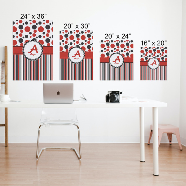 Red & Black Dots & Stripes Matte Poster - Sizes