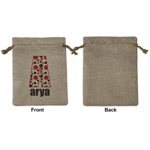 Red & Black Dots & Stripes Medium Burlap Gift Bag - Front Approval