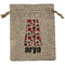 Red & Black Dots & Stripes Medium Burlap Gift Bag - Front (Personalized)