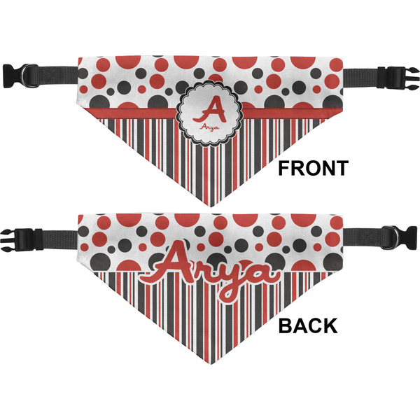 Red & Black Dots & Stripes Medium Dog Bandana Approval