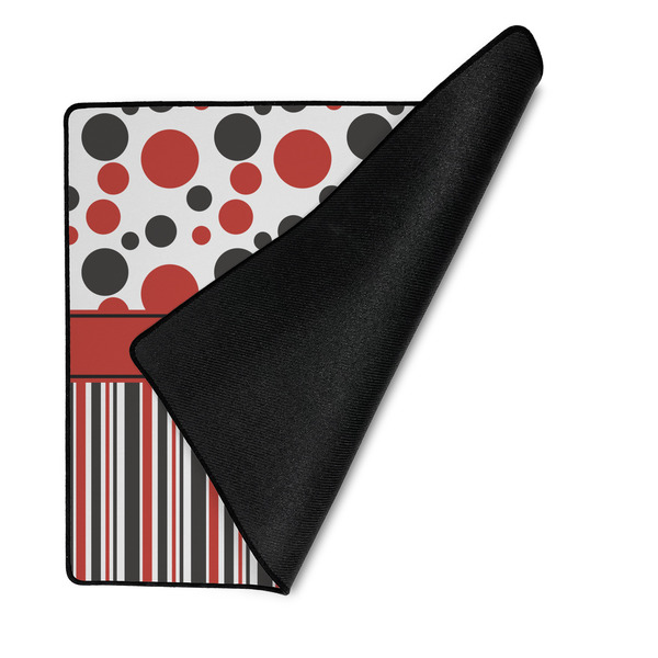 Red & Black Dots & Stripes Medium Gaming Mats - FRONT W/FOLD