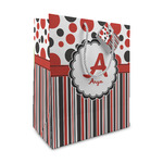 Red & Black Dots & Stripes Medium Gift Bag (Personalized)
