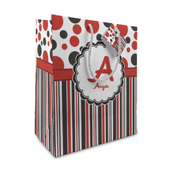 Red & Black Dots & Stripes Medium Gift Bag (Personalized)