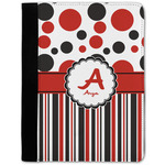 Red & Black Dots & Stripes Notebook Padfolio w/ Name and Initial