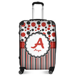 Red & Black Dots & Stripes Suitcase - 24" Medium - Checked (Personalized)