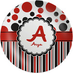 Red & Black Dots & Stripes Melamine Salad Plate - 8" (Personalized)