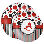 Red & Black Dots & Stripes Melamine Plate (Personalized)