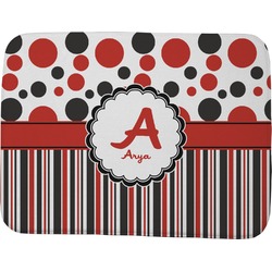 Red & Black Dots & Stripes Memory Foam Bath Mat - 48"x36" (Personalized)