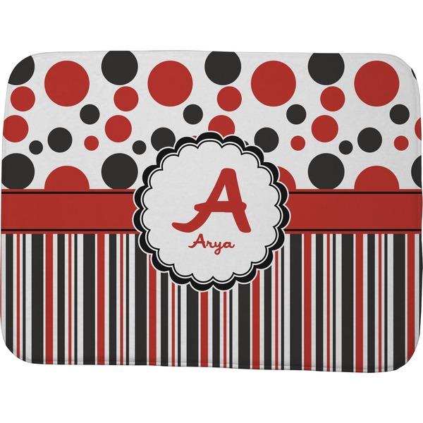 Red & Black Dots & Stripes Memory Foam Bath Mat 48 X 36