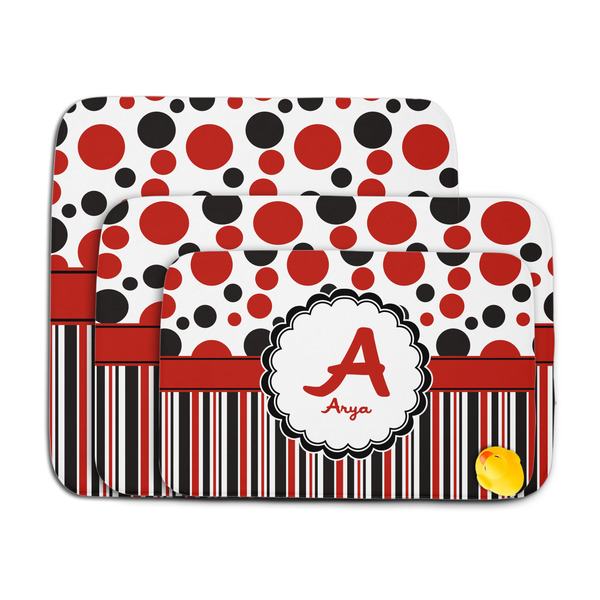 Red & Black Dots & Stripes Memory Foam Bath Mat - MAIN PARENT