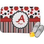 Red & Black Dots & Stripes Memory Foam Bath Mat (Personalized)