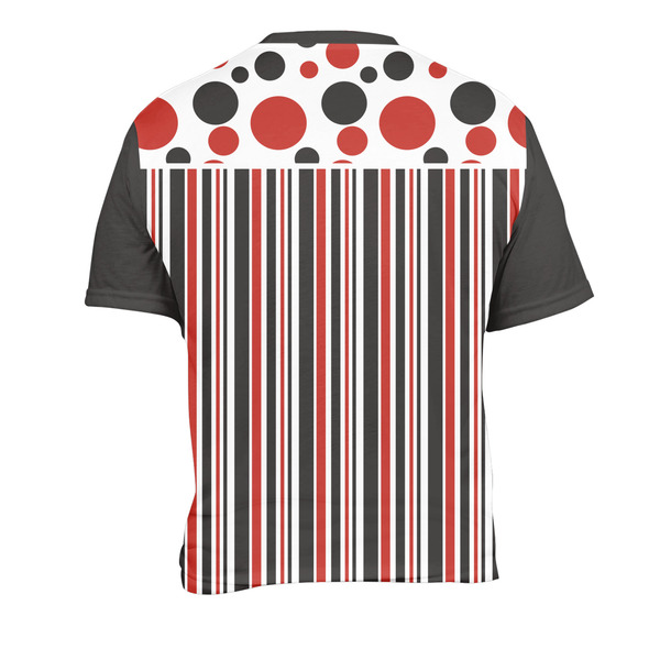 Red & Black Dots & Stripes Men's Crew Neck T Shirt Medium - Back