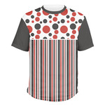 Red & Black Dots & Stripes Men's Crew T-Shirt - Medium