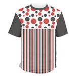 Red & Black Dots & Stripes Men's Crew T-Shirt - 2X Large