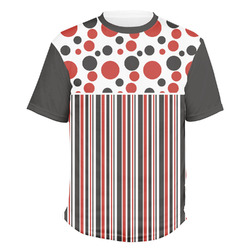 Red & Black Dots & Stripes Men's Crew T-Shirt - Large