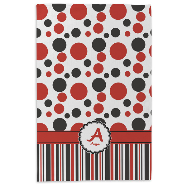 Red & Black Dots & Stripes Microfiber Dish Towel - APPROVAL