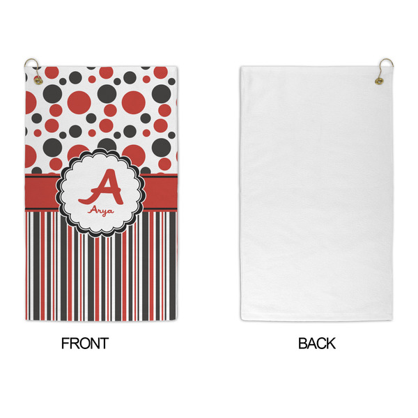 Red & Black Dots & Stripes Microfiber Golf Towels - APPROVAL