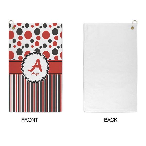 Red & Black Dots & Stripes Microfiber Golf Towels - APPROVAL