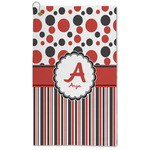 Red & Black Dots & Stripes Microfiber Golf Towel (Personalized)