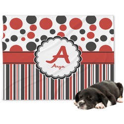 Red & Black Dots & Stripes Dog Blanket - Large (Personalized)