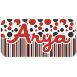 Red & Black Dots & Stripes Mini/Bicycle License Plate (2 Holes) (Personalized)
