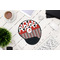 Red & Black Dots & Stripes Mouse Pad with Wrist Rest - LIFESYTLE 1