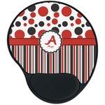 Red & Black Dots & Stripes Mouse Pad with Wrist Support
