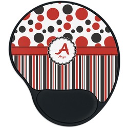 Red & Black Dots & Stripes Mouse Pad with Wrist Support