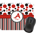 Red & Black Dots & Stripes Rectangular Mouse Pad (Personalized)