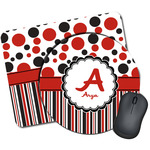 Red & Black Dots & Stripes Mouse Pad (Personalized)