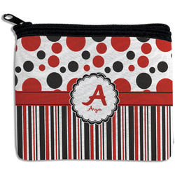 Red & Black Dots & Stripes Rectangular Coin Purse (Personalized)