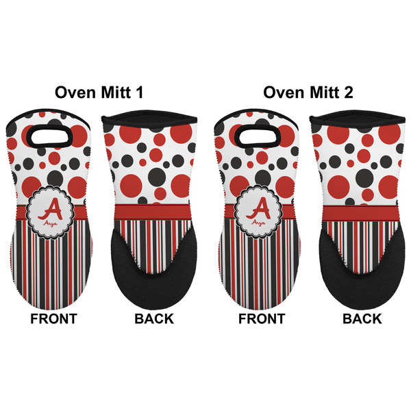 Red & Black Dots & Stripes Neoprene Oven Mitt - Set of 2 - Approval