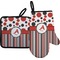Red & Black Dots & Stripes Oven Mitt & Pot Holder Set w/ Name and Initial