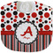 Red & Black Dots & Stripes New Baby Bib - Closed and Folded