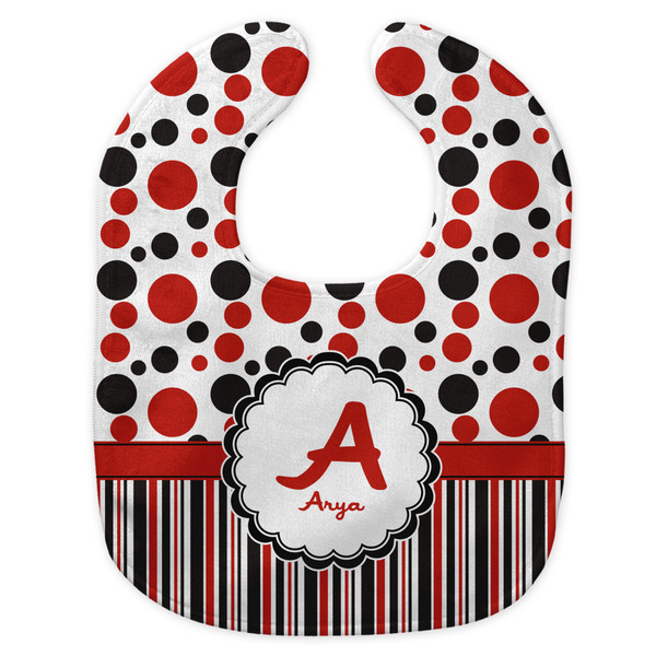 Red & Black Dots & Stripes New Bib Flat Approval