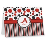Red & Black Dots & Stripes Note cards (Personalized)