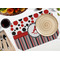 Red & Black Dots & Stripes Octagon Placemat - Single front (LIFESTYLE) Flatlay