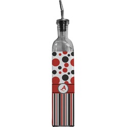 Red & Black Dots & Stripes Oil Dispenser Bottle (Personalized)